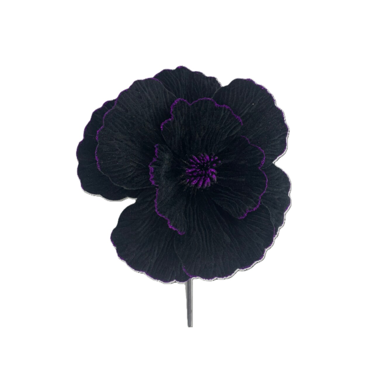 Velvet Fantasy Flower Pick – 9” Faux Floral in Black or Purple for Halloween & Gothic Decor